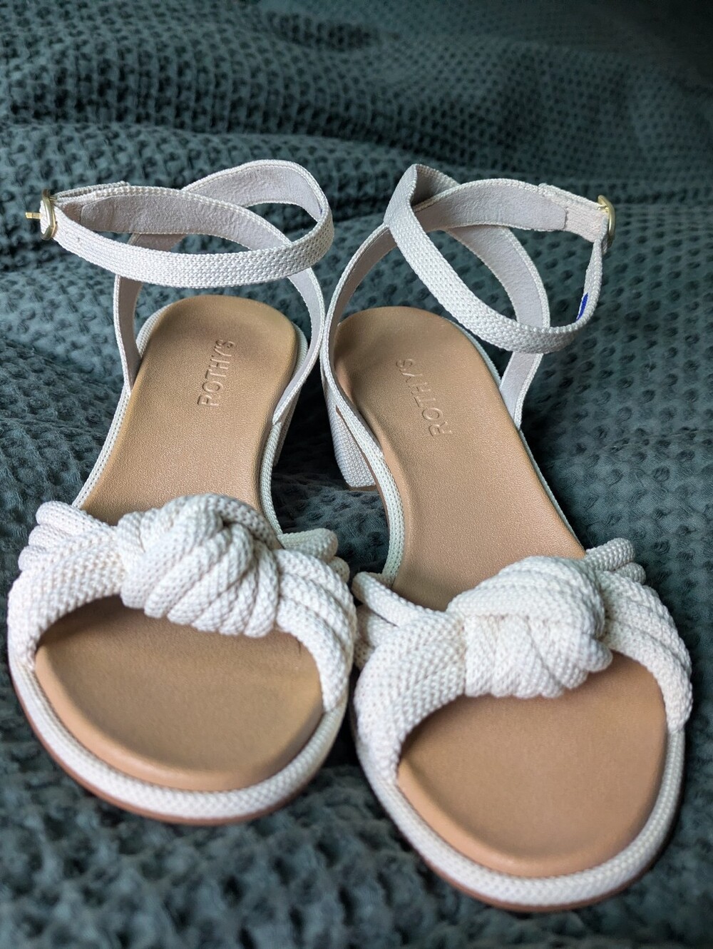 Rothy's Women's Cream Knotted Ankle-Strap Block Heel Sandals - Picture 4 of 6